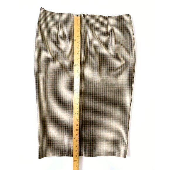 Miu Miu Pencil Midi Skirt Check Brown Black Size 44 IT US 8 - Picture 9 of 12
